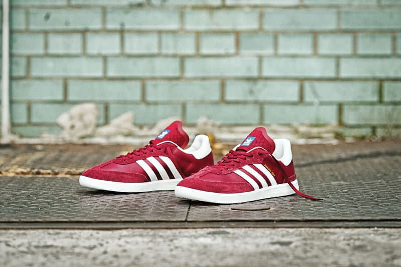 burgundy adidas samba super suede