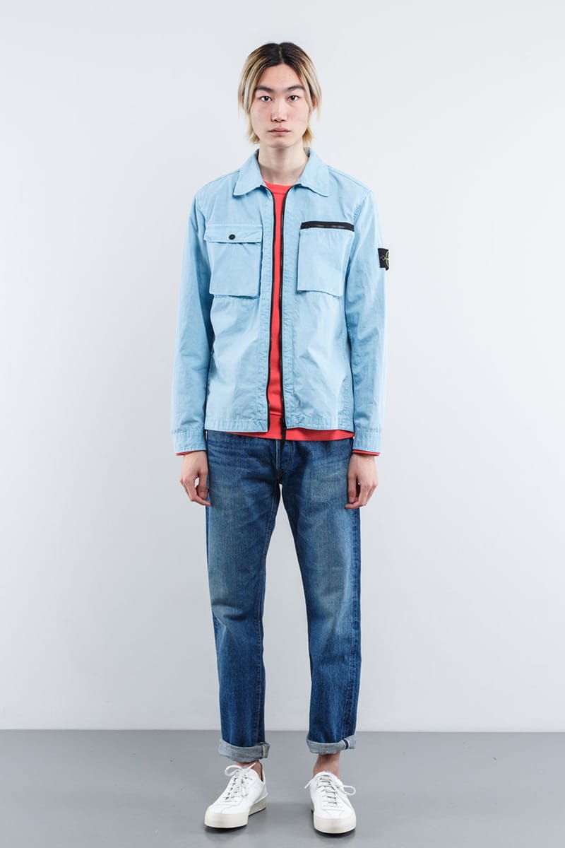 Stone island hotsell overshirt light blue