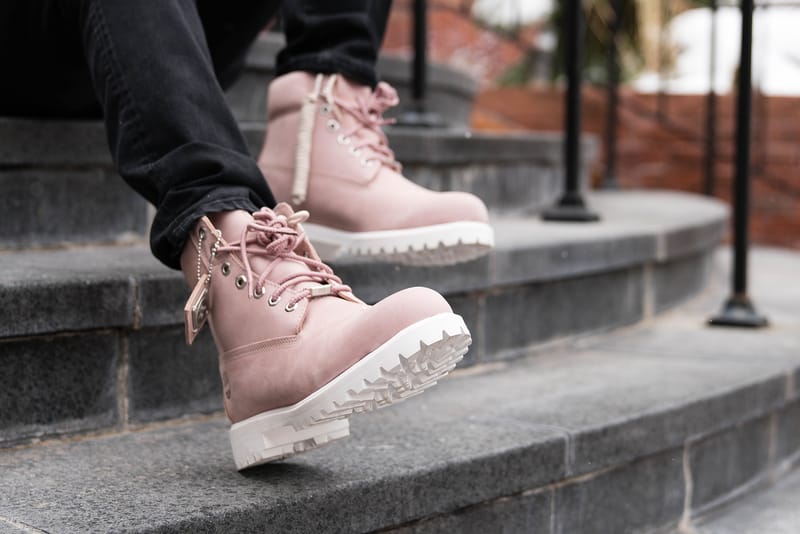 Pink and hotsell grey timberland boots