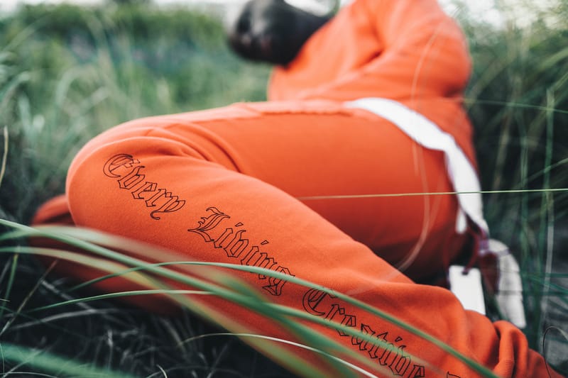 Orange off shop white vlone shirt