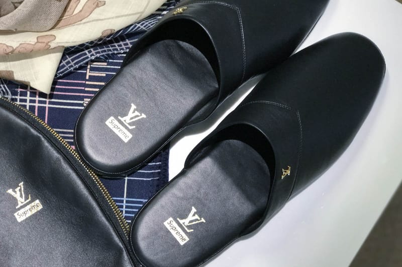 Louis vuitton cheap supreme slippers