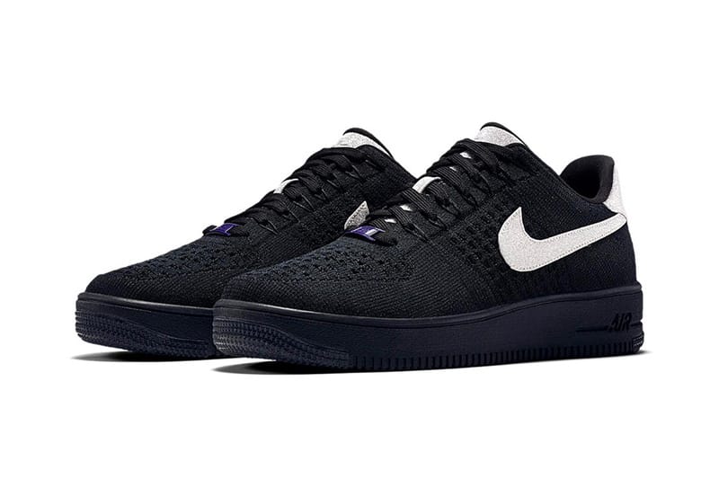 Air force 1 flyknit low black and white sale