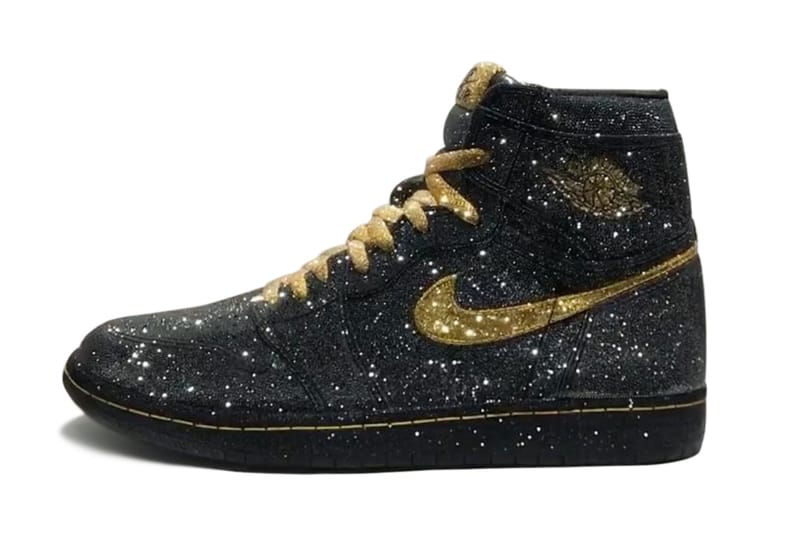 Black and hotsell gold glitter jordans