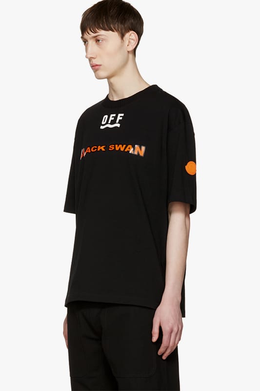 Moncler x off white black swan store t shirt