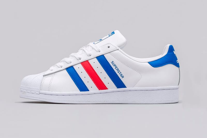 Adidas superstar womens outlet white and blue