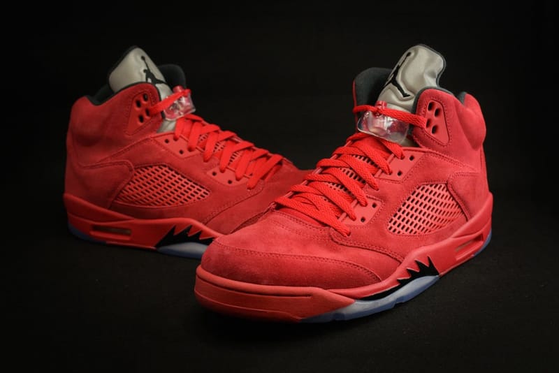 Red cheap suede 5's