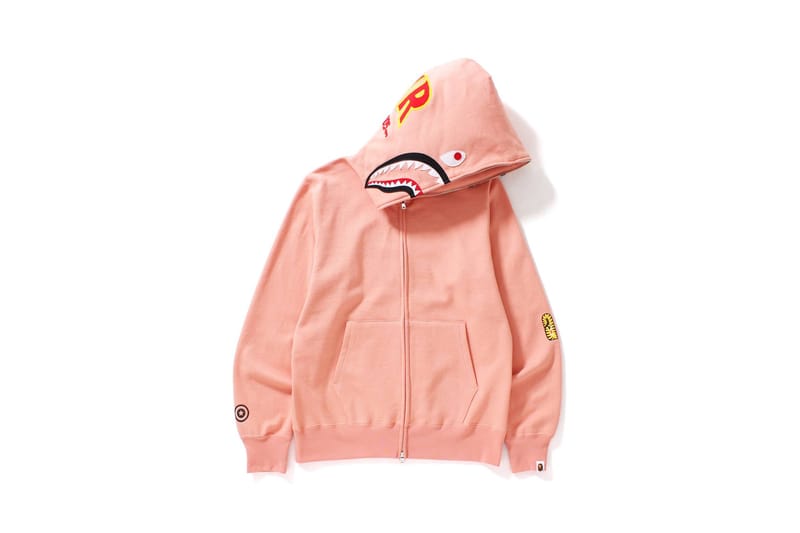 Pink bape cheap shark hoodie