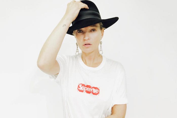 Kate Moss In Supreme x Louis Vuitton Box Logo T-Shirt | HYPEBEAST