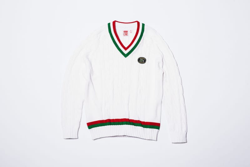 Supreme lacoste deals crewneck white