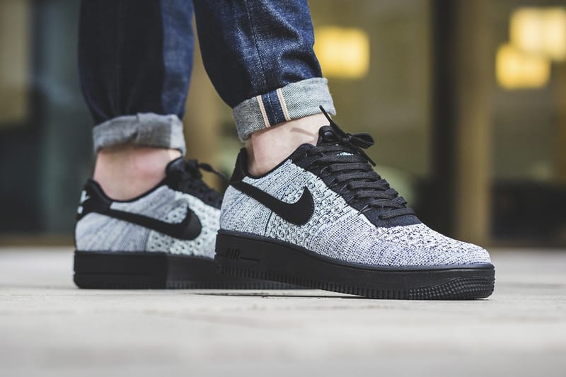 Nike air force 1 shop flyknit low black mens