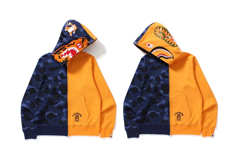 Bape orange hot sale tiger hoodie