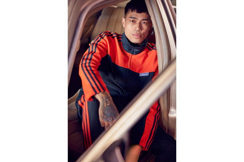 Adidas navy clearance orange tracksuit