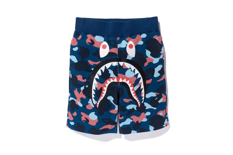 color camo shark sweat shorts