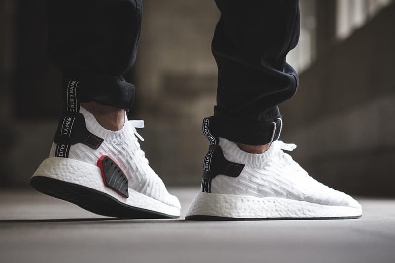 Adidas nmd r2 shop primeknit white and red