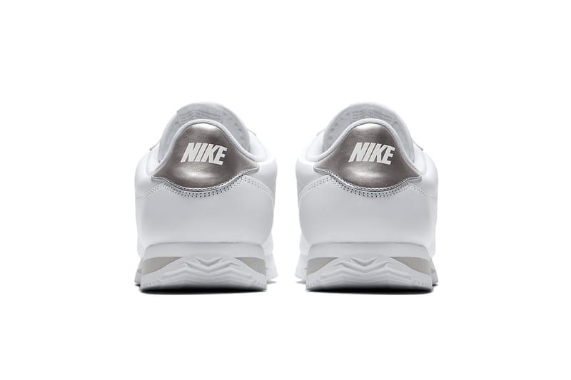 Nike cortez silver swoosh sale