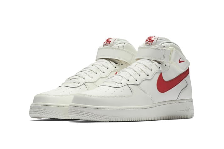 Nike air force 1 mid red white sale