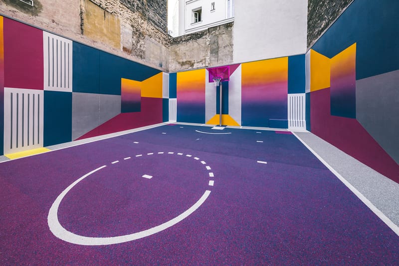 Purple hot sale basketball court