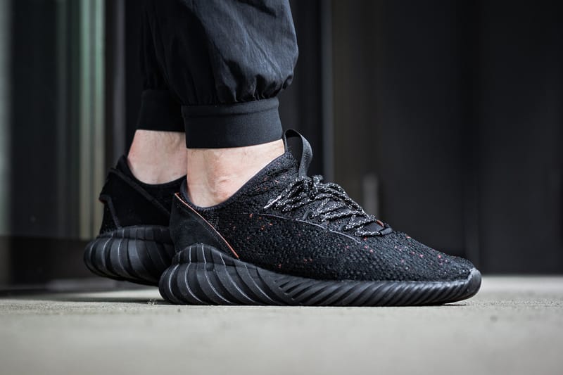 Adidas tubular doom shop sock black and orange