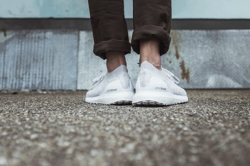 Adidas ultra boost on sale triple white on feet