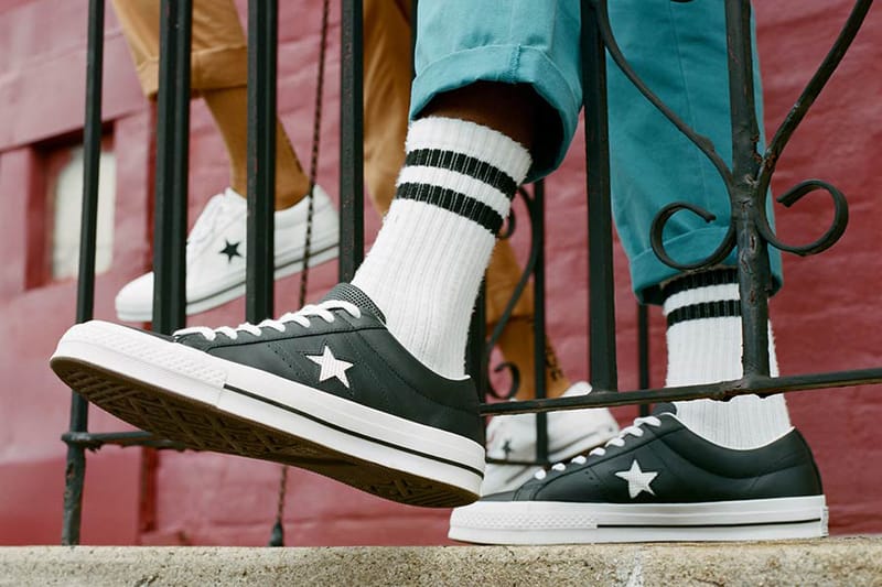 Black leather outlet one star converse