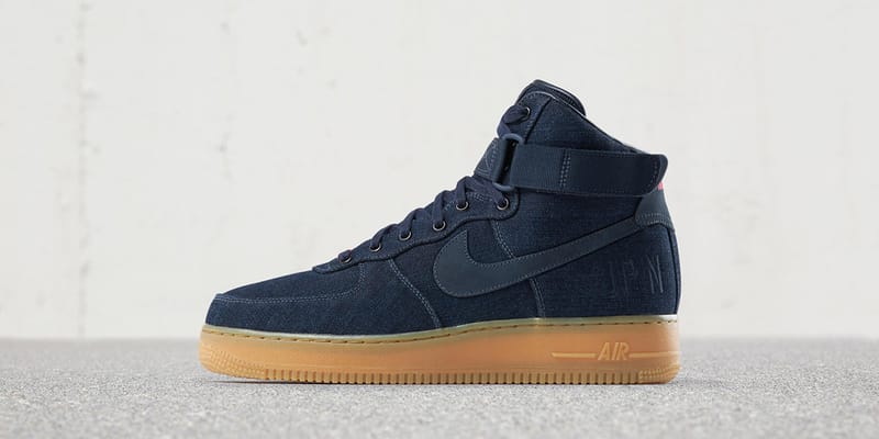 NIKEiD Air Force 1 High Indigo Denim & Gum Sole | Hypebeast