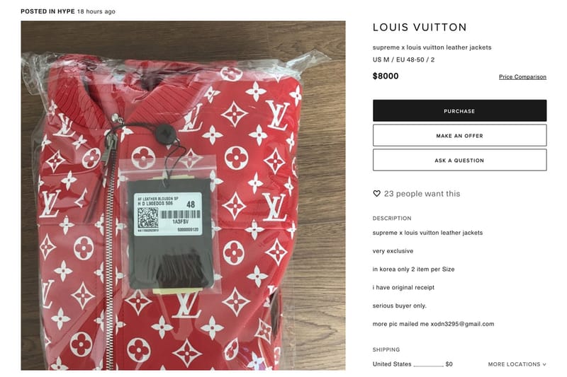 Supreme louis clearance vuitton sweatshirt price