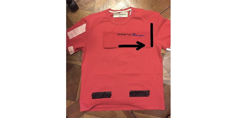 Off white x store champion red tee