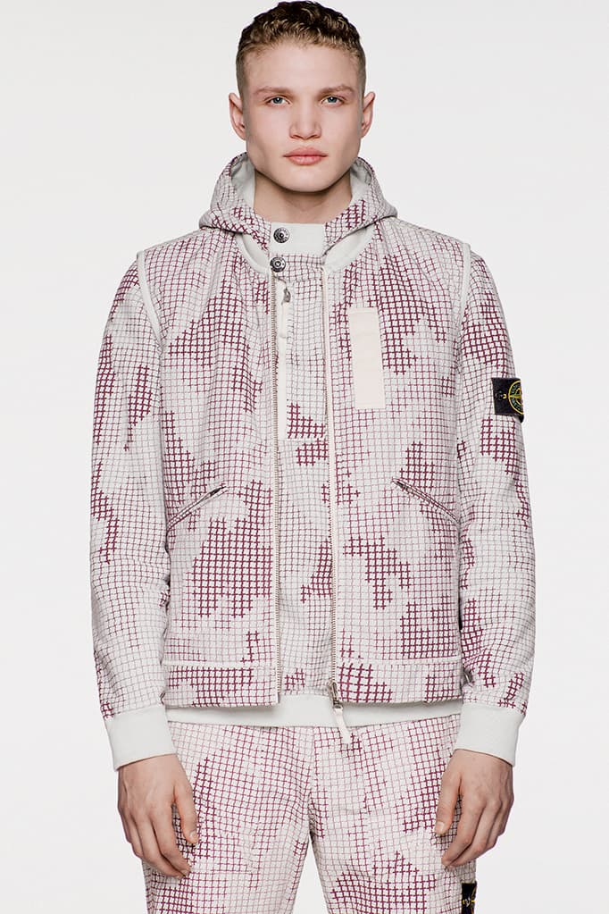 stone island grid camo hoodie