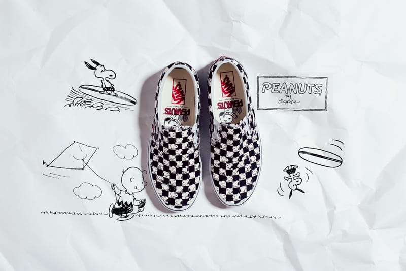 Vans x snoopy slip on sale on