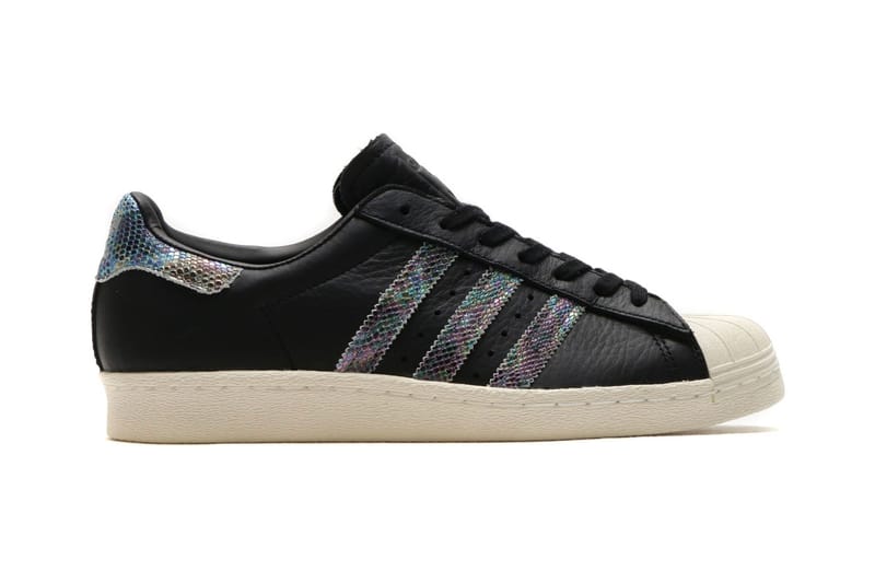 Adidas superstar black shop and white snakeskin