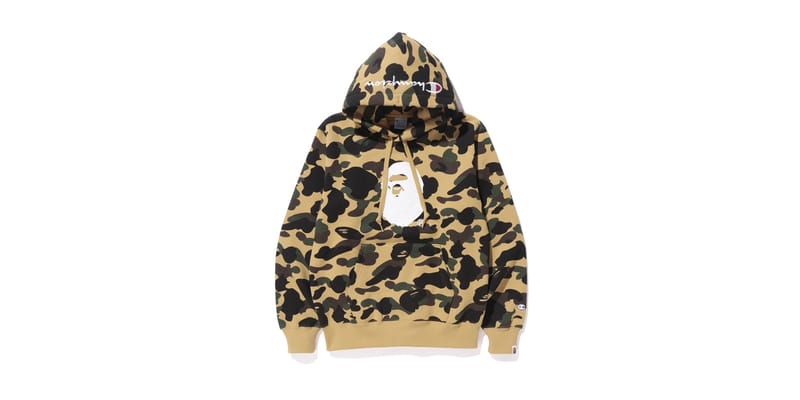 Bape champion clearance camo hoodie