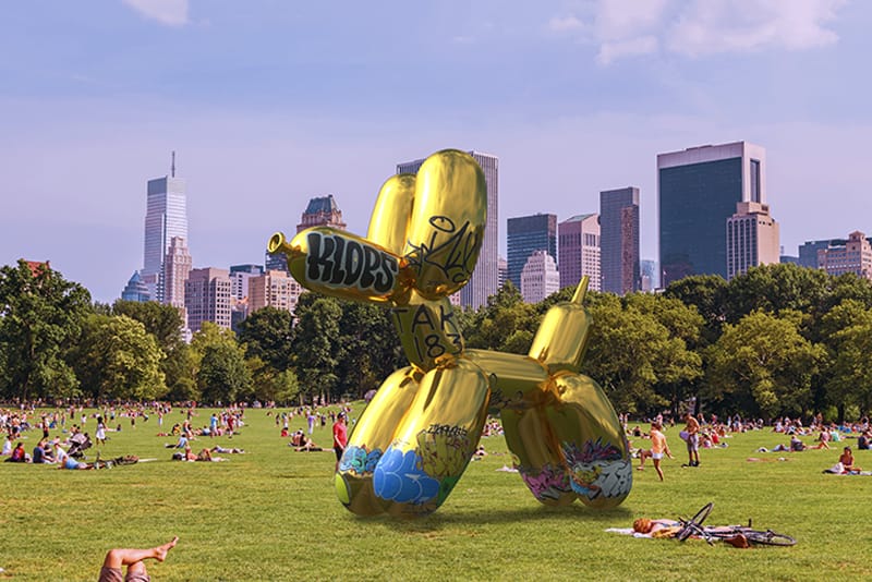 Snapchat x Jeff Koons 'Balloon Dog' Vandalized | Hypebeast