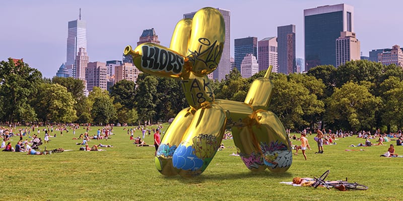 Snapchat x Jeff Koons 'Balloon Dog' Vandalized | Hypebeast