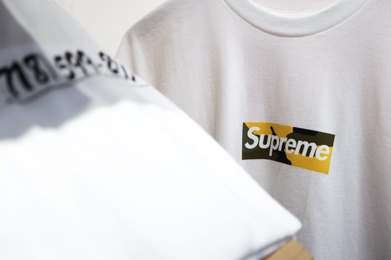 Supreme Brooklyn Opening Yellow Camo Box Logo | Hypebeast