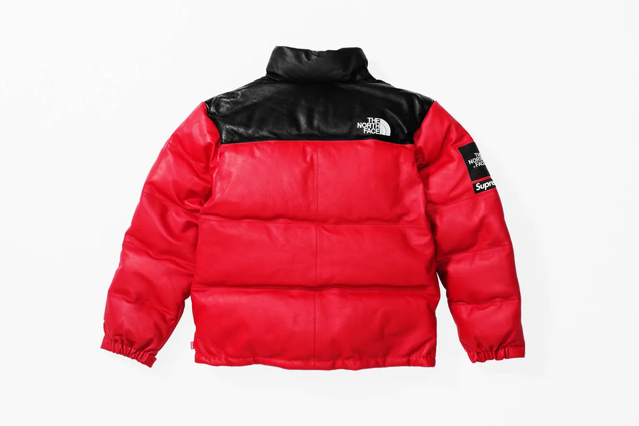 Supreme leather jacket on sale red