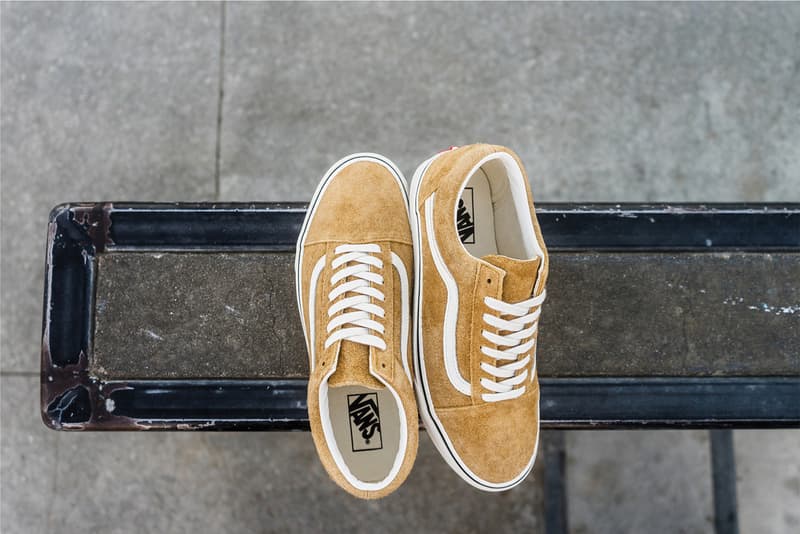 fuzzy vans slip ons tan