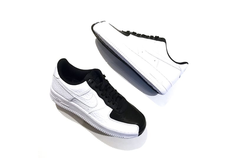 Half black half store white sneakers