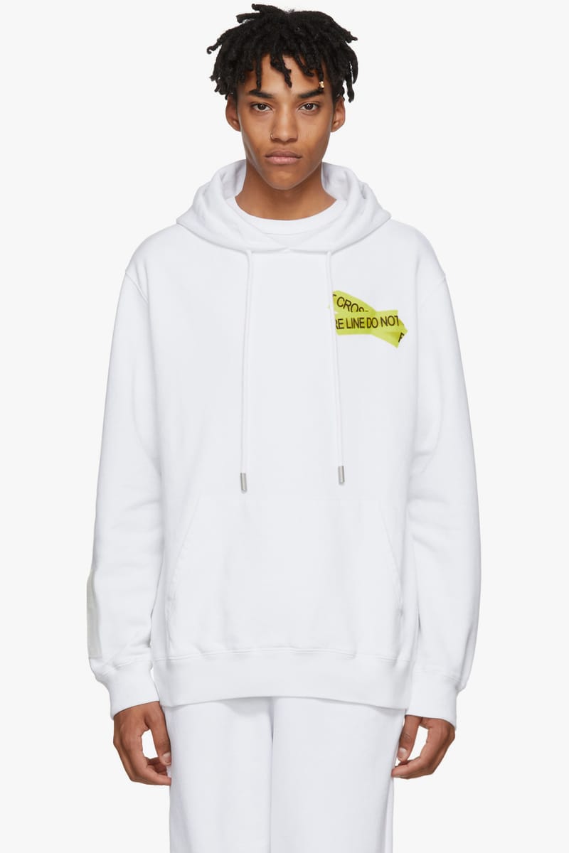 Off white fire print hoodie online