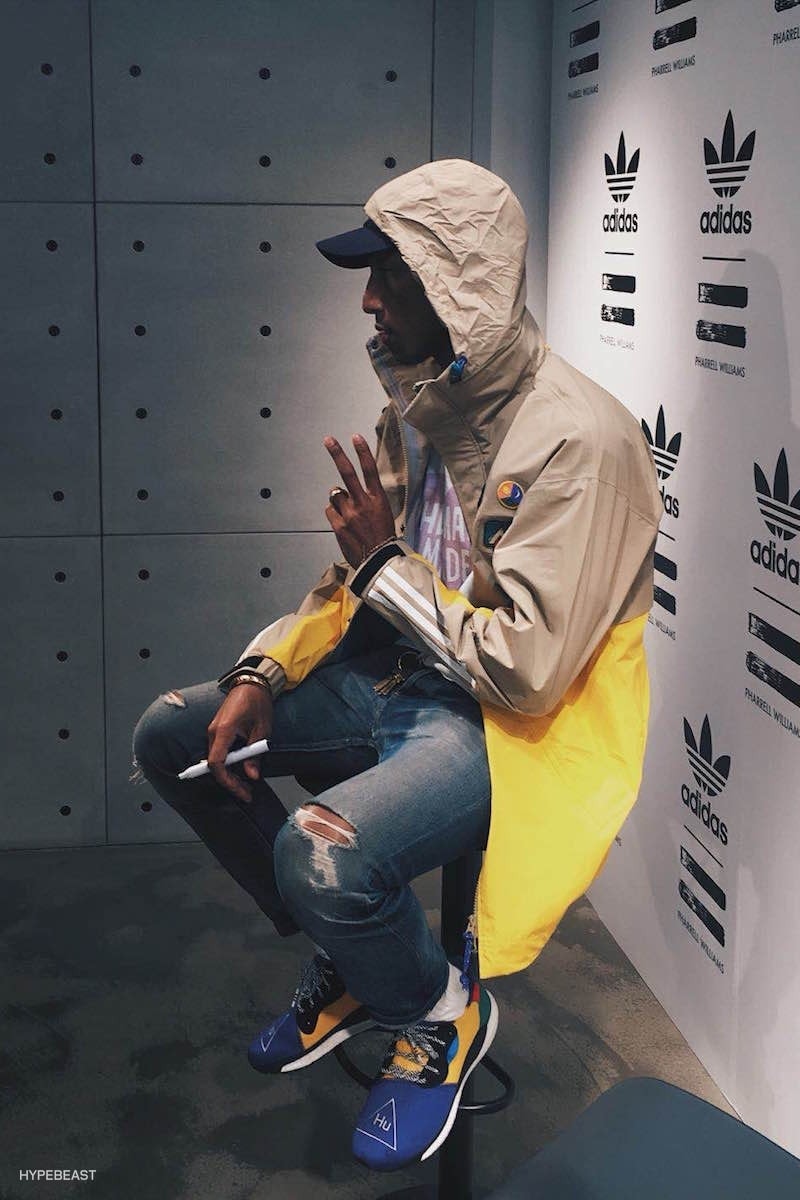 Pharrell Spotted in New adidas Hu Trail Sneaker Hypebeast