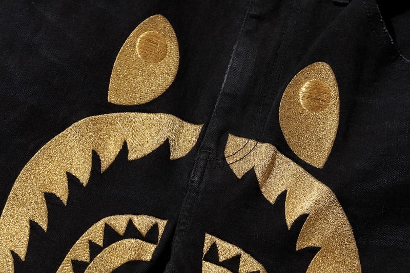 Bape shark sales hoodie gold