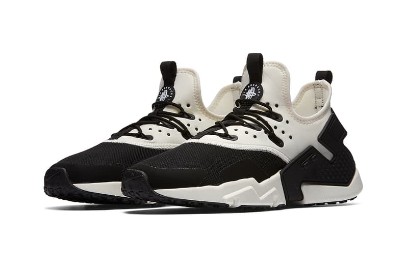 nike huarache drift black and white