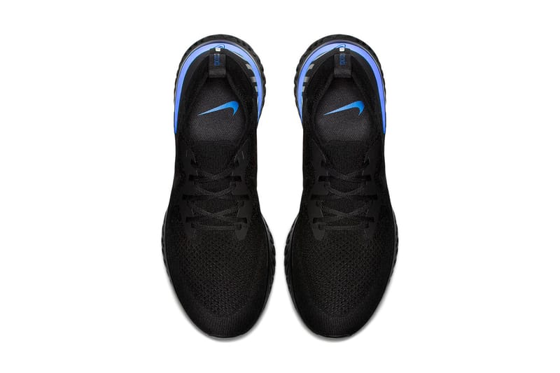 Women's nike epic react flyknit black racer blue sale