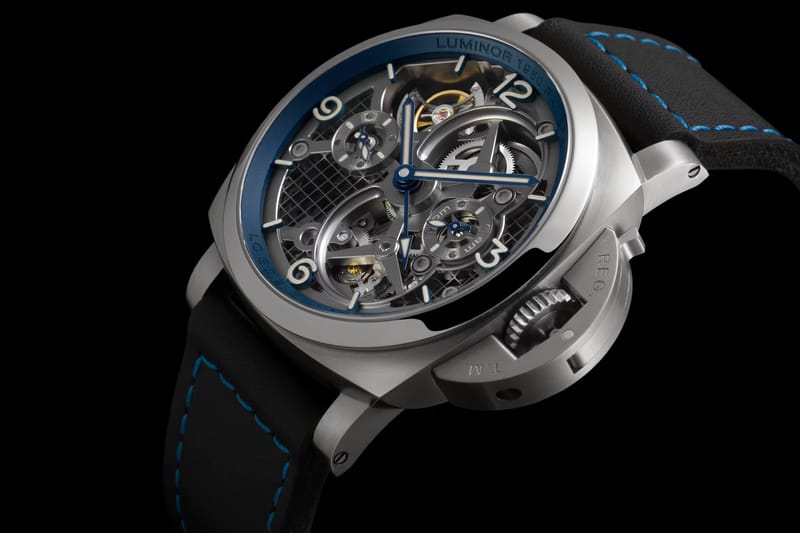 Panerai luminor 1950 outlet tourbillon gmt titanio