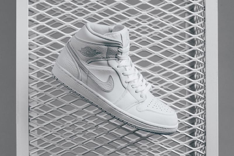 Air Jordan 1 Mid in White/Pure Platinum | Hypebeast