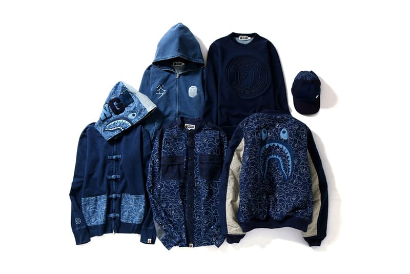 Bape indigo cheap hoodie