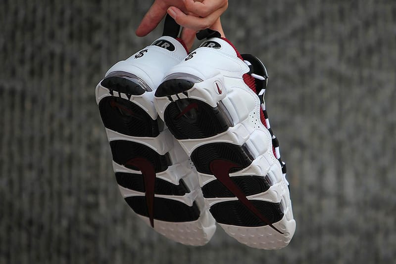 Nike air more on sale money white and red