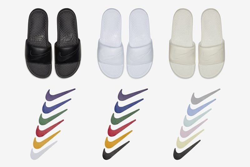 Nike slides removable swoosh on sale