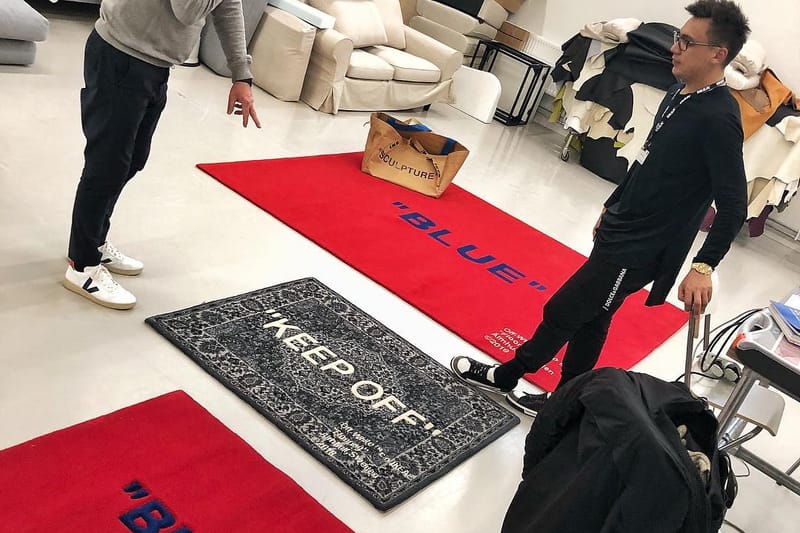 Off white ikea shop rug keep off