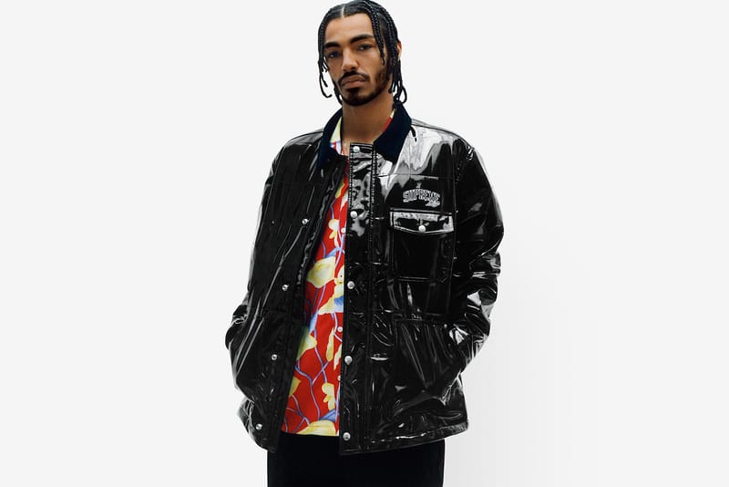 Supreme quilted patent vinyl work store jacket black