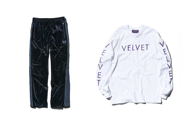 NEEDLES x VELVET Collab Track Pants and T-Shirt | Hypebeast